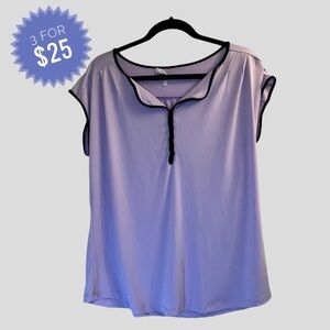Sale Ricki's Women’s Blouse L Lavender Black Trim Short Sleeves